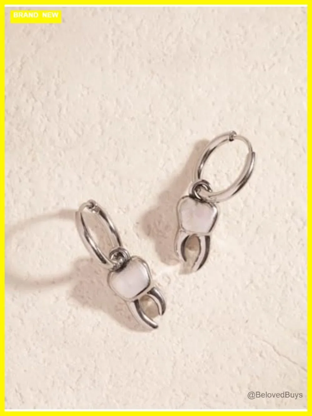 Stainless Steel Tooth Hoop Earrings Gothic Punk Grunge Statement Jewelry Gift